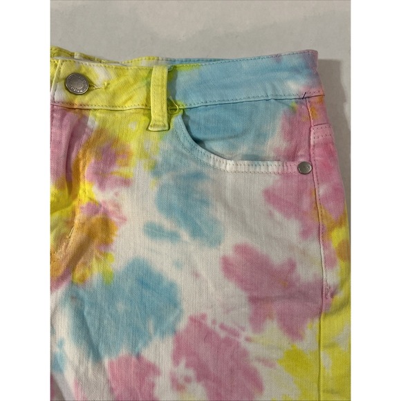 JUDY BLUE Stretch Denim Shorts Pastel Tie Dye Cut Off Raw Hem Women's SZ MED - Picture 8 of 16